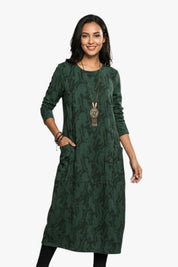 Women's Printed Dress with Long Sleeve | Midi