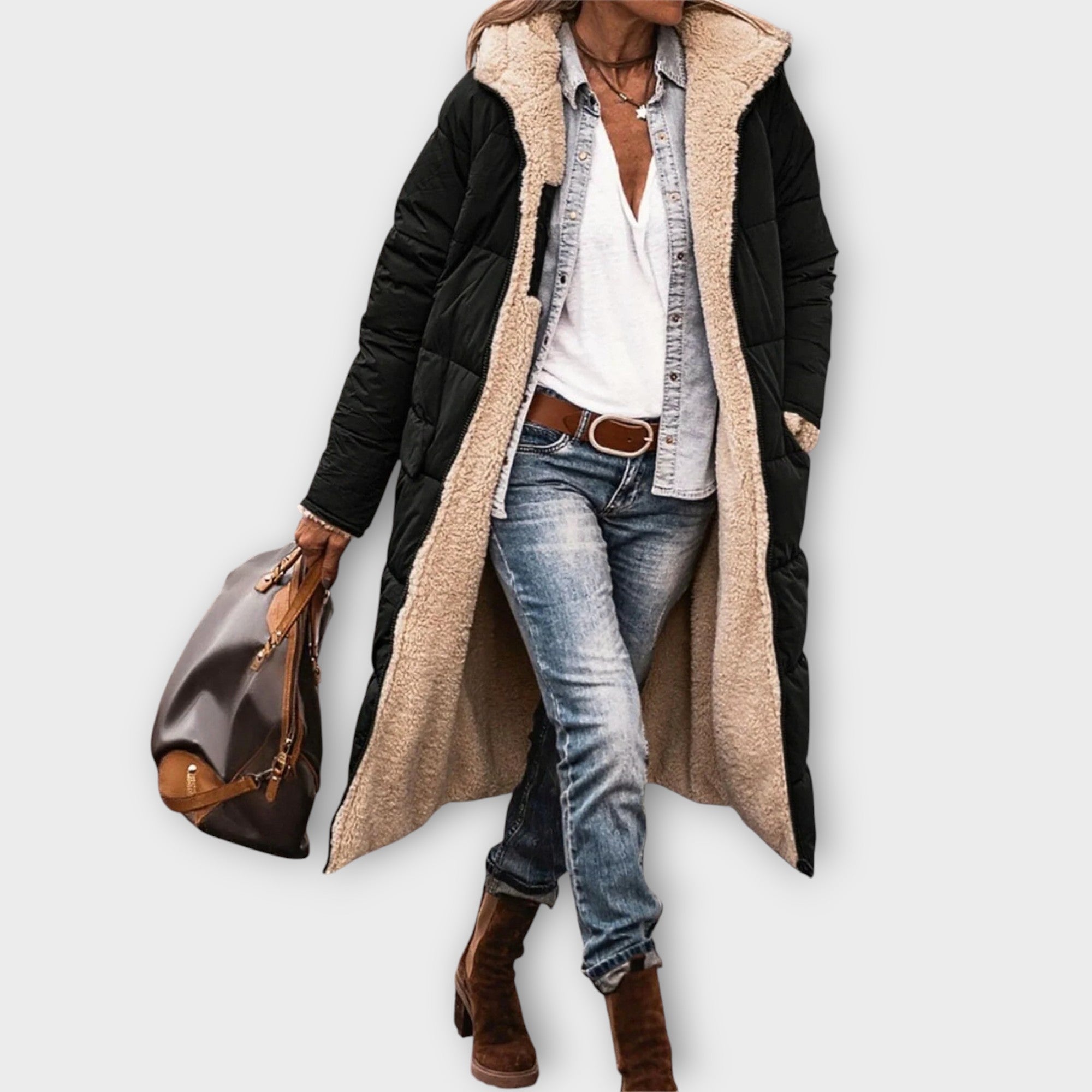 Ladies Long Winter Coat | Padded