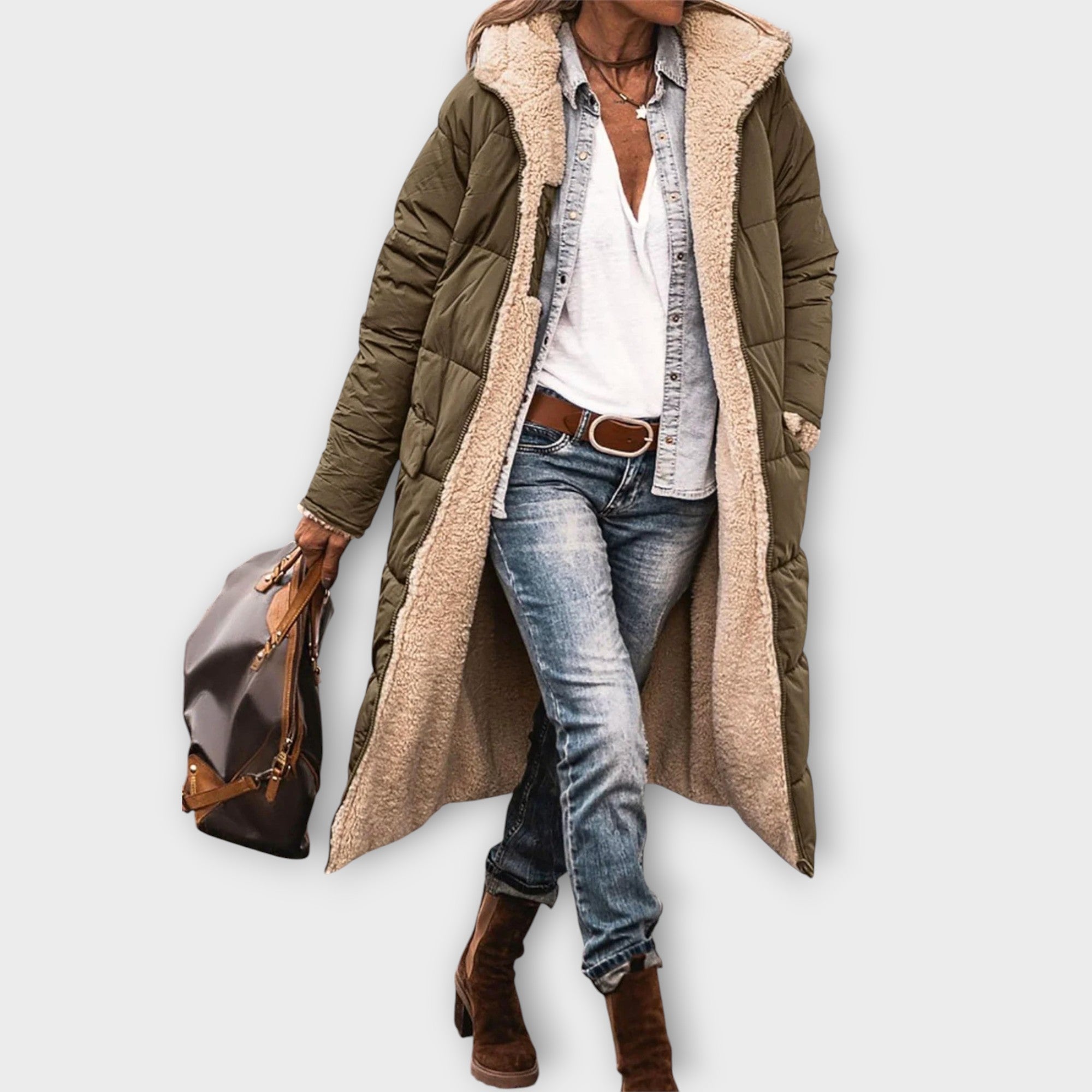 Ladies Long Winter Coat | Padded