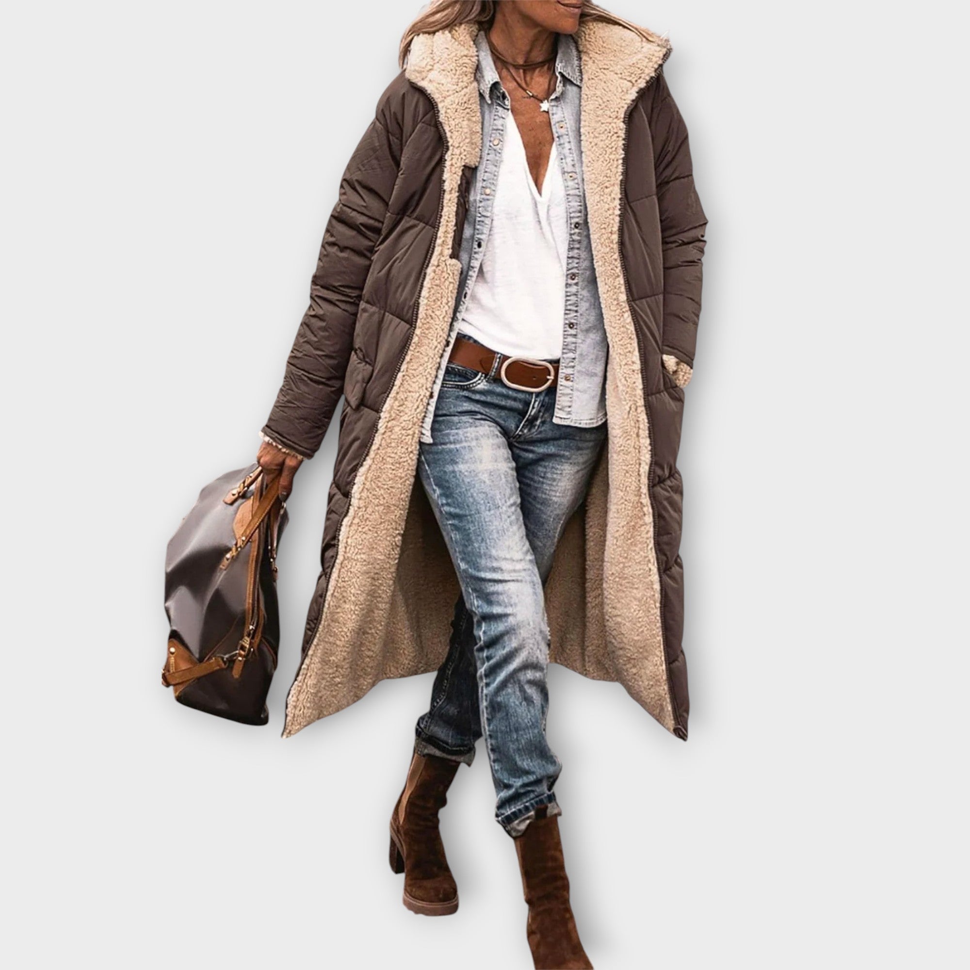 Ladies Long Winter Coat | Padded